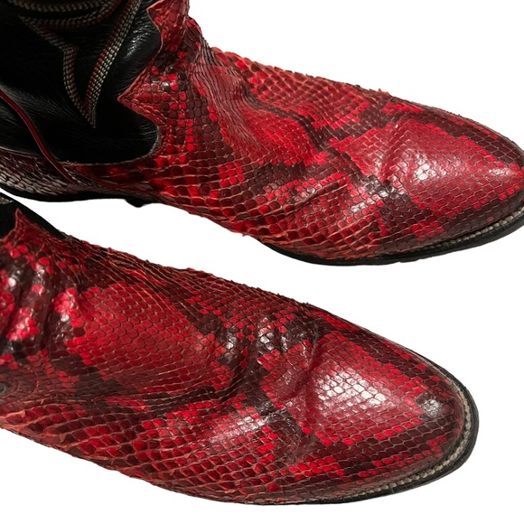 Justin Snakeskin and Leather Western Boots, Sz 5.5 - Picture 6 of 16
